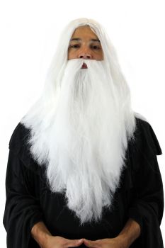 VK PW0210 P60 - Pustna lasulja in brada dolga bela za čarovnika DEDKA MRAZA  Model: VK-PW0210